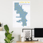 ミルウォーキーネイバッドタイポグラフィマップ ポスター (ホームオフィス)