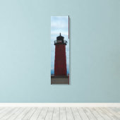 ミルウォーキーピエールヘッドライトハウスビューバーチカルキャンバス キャンバスプリント (インサイチュ (ウッドフロア))