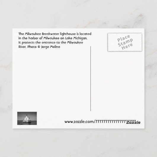 ミルウォーキーブレイクウォーターライトハウス ポストカード (裏面)