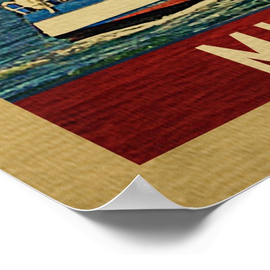 ミルウォーキーポスターシルボートヴィンテージ旅行ウィスコンシン ポスター (角)