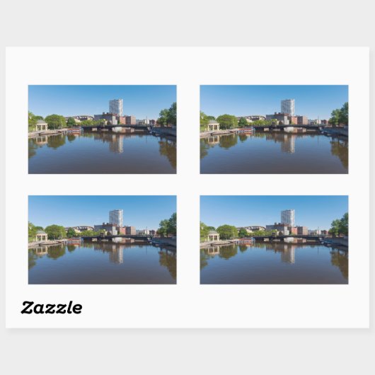 ミルウォーキーリバーフロントと州通りブリッジ 長方形シール (シート)