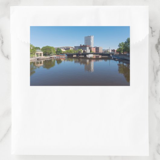 ミルウォーキーリバーフロントと州通りブリッジ 長方形シール (バッグ)