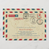 ミルウォーキーワールドトラベラーエアメール | ブライダルシャワー 招待状 (正面/裏面)