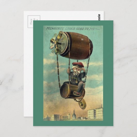 ミルウォーキー上空のビール支援飛行 ポストカード (正面/裏面)