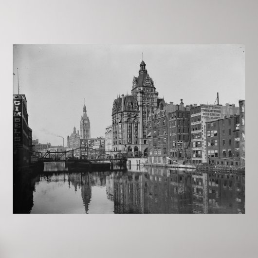 ミルウォーキー川とダウタウン ポスター (正面)