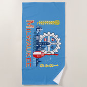 ミルウォーキー州旗（ウィスコンシン州） ビーチタオル (正面)