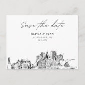 ミルウォーキー日付ポストカードエレガントな結婚式を保存 ポストカード (正面)
