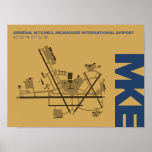 ミルウォーキー空港(MKE)図表ポスター ポスター