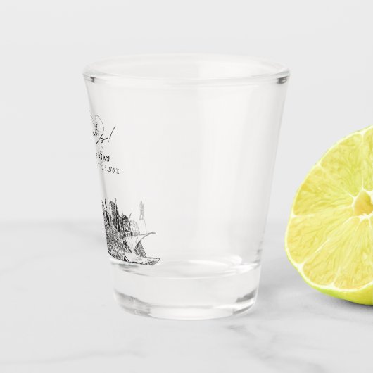 ミルウォーキー結婚式の引き出物パーソナライズされた応援 ショットグラス (右)