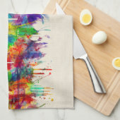 ミルウォーキー・ウィスコンシンのスカイライン キッチンタオル (四つ折り)