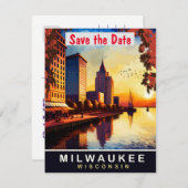 ミルウォーキー（ウィスコンシン州）の旅行ポストカード セーブザデート (正面/裏面)