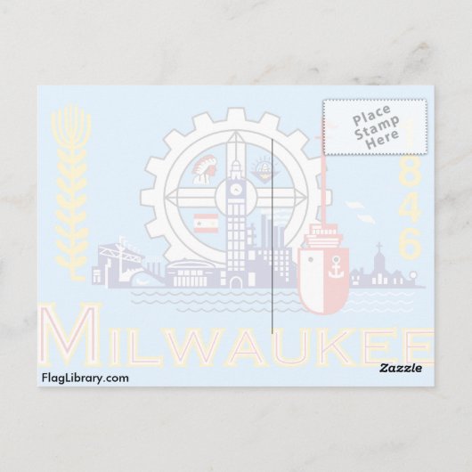 ミルウォーキー，ウィスコンシン統一された州，州国旗 ポストカード (裏面)