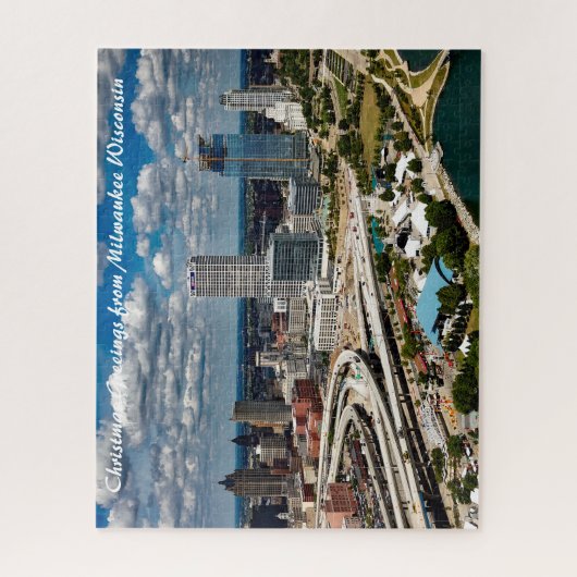 ミルウォーキー・ウィスコンシン。クリスマスの挨拶 ジグソーパズル (縦)