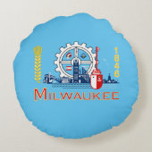 ミルウォーキー（ウィスコンシン）市国旗 ラウンドクッション (裏面)