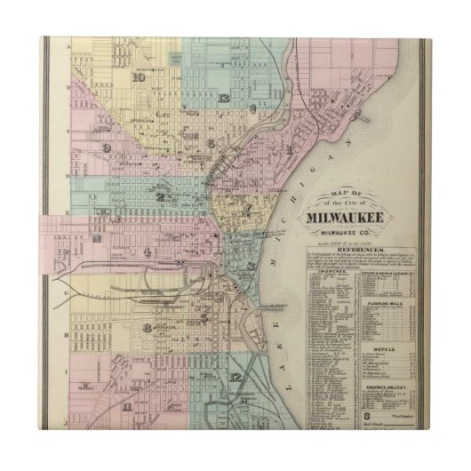 ミルウォーキー、ミルウォーキーCo市の地図 タイル (正面)