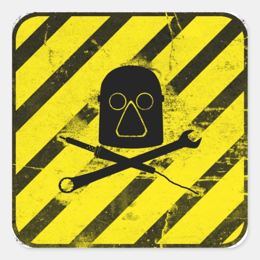 ミルウォーキーMakerspaceのロゴの正方形のステッカー(汚れた) スクエアシール (正面)