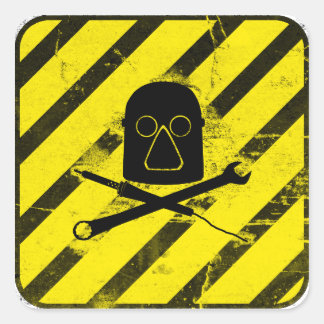 ミルウォーキーMakerspaceのロゴの正方形のステッカー(汚れた) スクエアシール