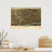 ミルウォーキーWI 1872アンティークパノラママップ ポスター (キッチン)