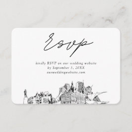 ミルウォーキ結婚ーのミニマルなスケッチRSVP エンクロージャーカード