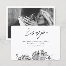 ミルウォーキ結婚ーのミニマルなスケッチRSVP エンクロージャーカード