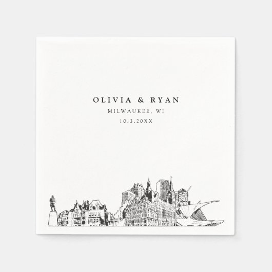 ミルウォーキ結婚ーのミニマル紙 スタンダードカクテルナプキン (正面)