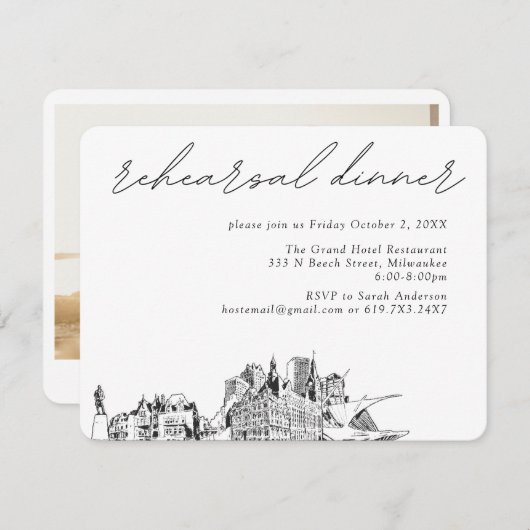 ミルウォーキ結婚ーのリハエレガントーサルディナー エンクロージャーカード (正面/裏面)