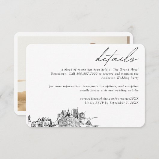 ミルウォー結婚キーズホテルルームブロック詳細 エンクロージャーカード (正面/裏面)