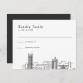 ミルウォー結婚キー |スタイル化されたスカイラインRSVP 出欠カード (正面/裏面)