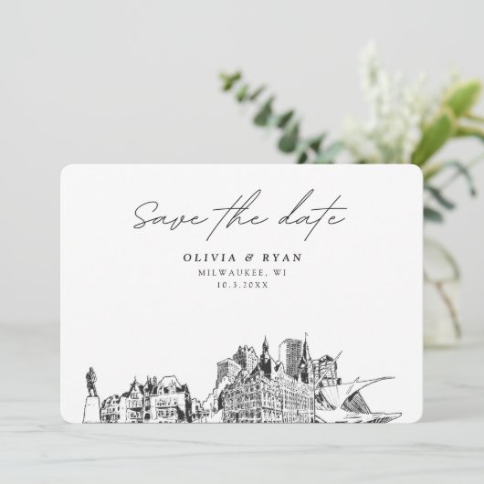 ミルウ結婚キーモダンの保存日 招待状 (スタンド正面)