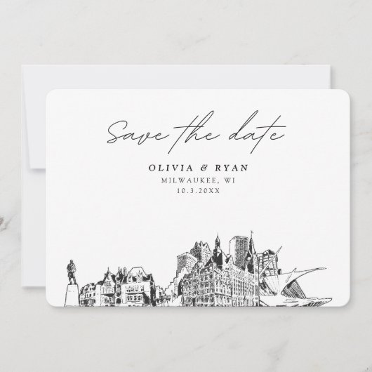 ミルウ結婚キーモダンの保存日 招待状 (正面)