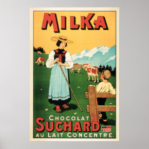 ミルカショコラSUCHOCOLAT SWISS Milk Chocolate Advert ポスター