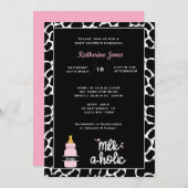 ミルカホパーソナライズされたリックなカウプリント赤ちゃんガールシャワー 招待状 (正面/裏面)