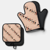 ミルキングカットアウトステンシルスタイル3の8人のメイド 鍋つかみ&鍋敷きセット (正面/裏面)