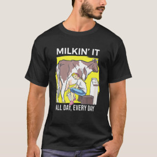 ミルキンIT搾乳牛乳農業愛好家DA Tシャツ