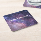 ミルキーウェイスターズスカイ銀河系エレガントウェディング スクエアペーパーコースター (アングル)