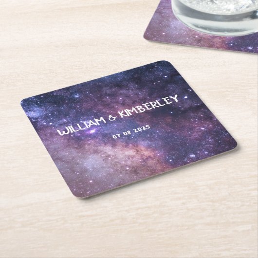ミルキーウェイスターズスカイ銀河系エレガントウェディング スクエアペーパーコースター (アングル)