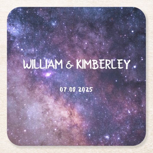 ミルキーウェイスターズスカイ銀河系エレガントウェディング スクエアペーパーコースター (正面)