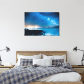 ミルキーウェイ銀河系オーバー魚釣りボート キャンバスプリント (インサイチュ (寝室))