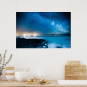 ミルキーウェイ銀河系オーバー魚釣りボート ポスター (キッチン)