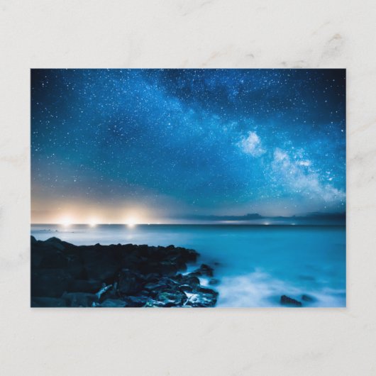 ミルキーウェイ銀河系オーバー魚釣りボート ポストカード (正面)