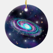 ミルキーウェイ銀河系 |コズミックブルーパープルピンク セラミックオーナメント (裏面)