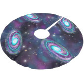 ミルキーウェイ銀河系 |コズミックブルーパープルピンク ブラッシュドポリエステルツリースカート (アングル)