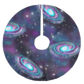 ミルキーウェイ銀河系 |コズミックブルーパープルピンク ブラッシュドポリエステルツリースカート (正面)