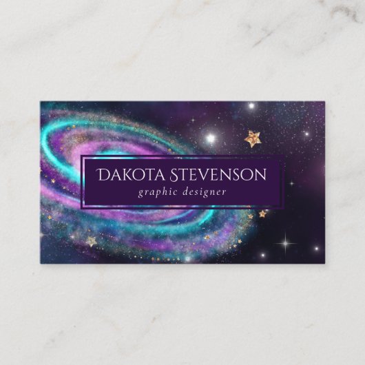 ミルキーウェイ銀河系 |コズミックブルーパープルピンク 名刺 (正面)