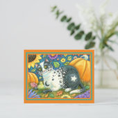 ミルキーウェイ、神秘的なハロウィーン猫、月&スター シーズンポストカード (スタンド正面)