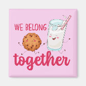 ミルクおもしろいとクッキーかわいいカップルのバレンタインデー マグネット (正面)