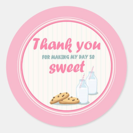 ミルクとクッキーありがとうラベルカップケーキトッパー ラウンドシール (正面)