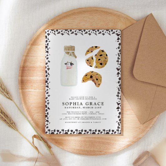 ミルクとクッキーかわいい赤ちゃんシャワー 招待状