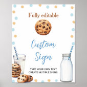 ミルクとクッキーのカスタムテーブルの署名の誕生日パーティー ポスター (正面)