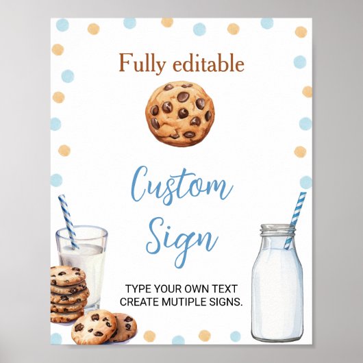 ミルクとクッキーのカスタムテーブルの署名の誕生日パーティー ポスター (正面)